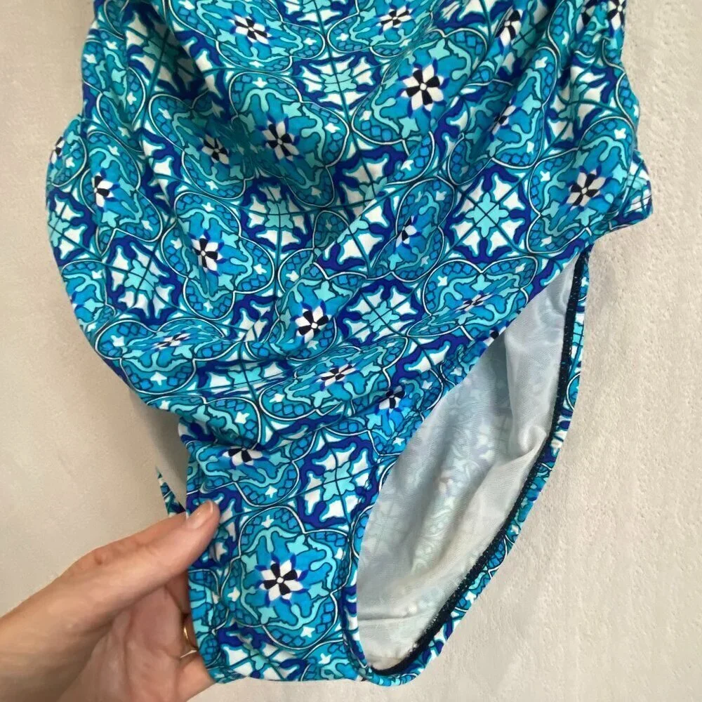 Spanx Fiesta Tile Assets One Piece Swim Bathing Suit Swimsuit Sz XL